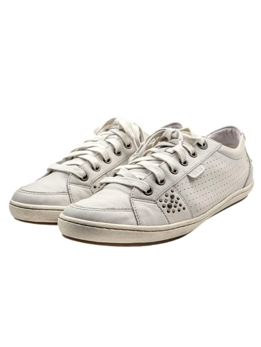 Taos Freedom Bone/Off White Leather Comfort Sneakers US 9.5 EU 40 S4246